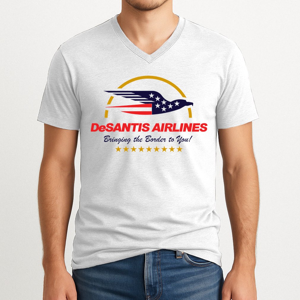 DeSantis Airlines Bringing The Border To You Funny V-Neck T-Shirt