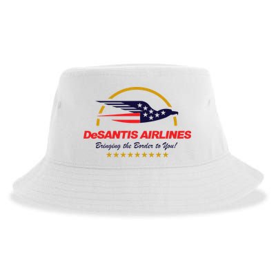 DeSantis Airlines Bringing The Border To You Funny Sustainable Bucket Hat