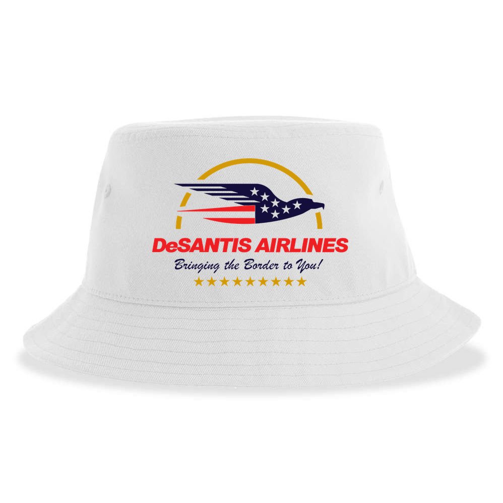 DeSantis Airlines Bringing The Border To You Funny Sustainable Bucket Hat