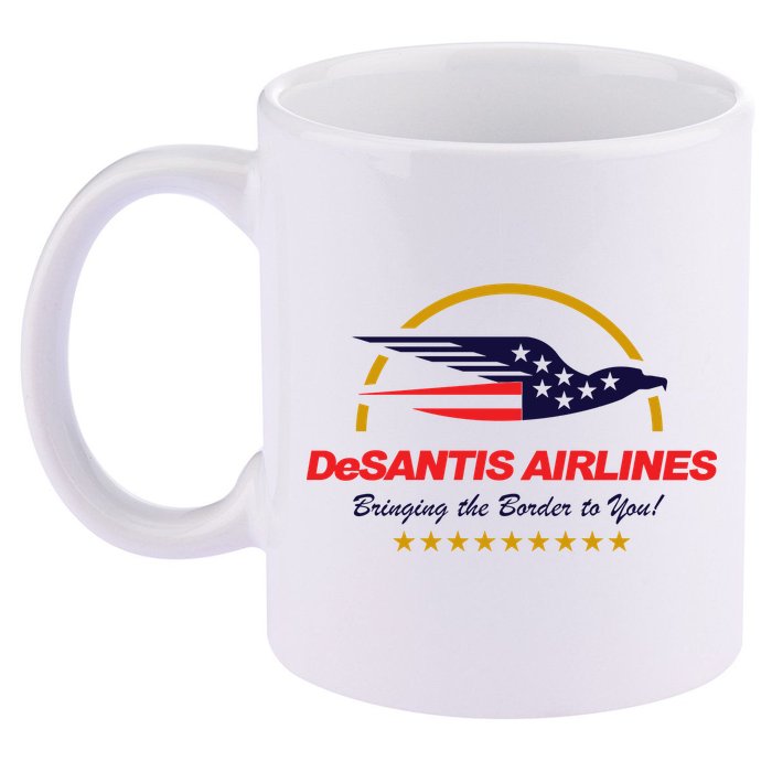 DeSantis Airlines Bringing The Border To You Funny 11oz C Handle Ceramic Mug