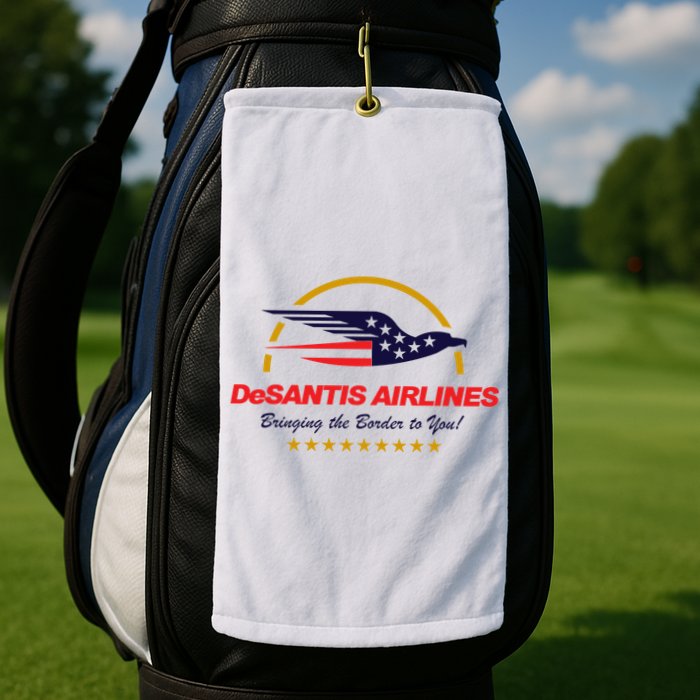 DeSantis Airlines Bringing The Border To You Funny Golf Towel