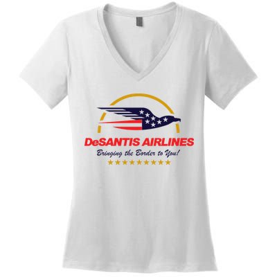 DeSantis Airlines Bringing The Border To You Funny Women's V-Neck T-Shirt