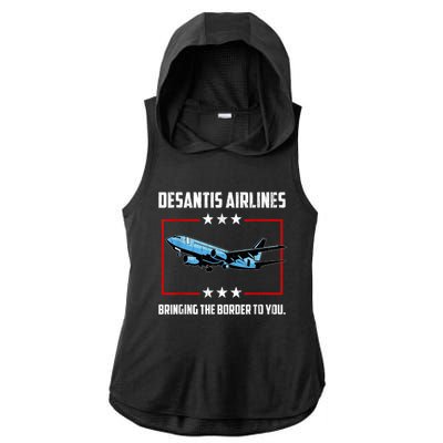 Desantis Airlines Bringing The Border To You Retro USA Flag Ladies PosiCharge Tri-Blend Wicking Draft Hoodie Tank