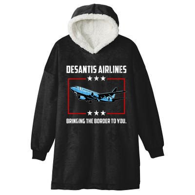 Desantis Airlines Bringing The Border To You Retro USA Flag Hooded Wearable Blanket