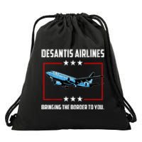 Desantis Airlines Bringing The Border To You Retro USA Flag Drawstring Bag