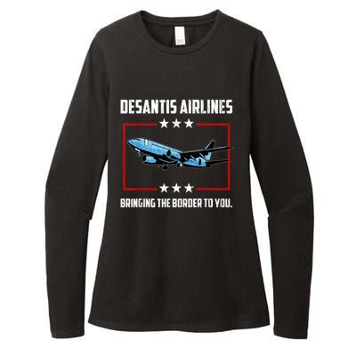 Desantis Airlines Bringing The Border To You Retro USA Flag Womens CVC Long Sleeve Shirt