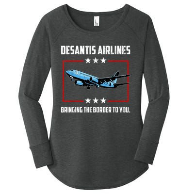 Desantis Airlines Bringing The Border To You Retro USA Flag Women's Perfect Tri Tunic Long Sleeve Shirt