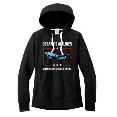 Desantis Airlines Bringing The Border To You Retro USA Flag Women's Fleece Hoodie