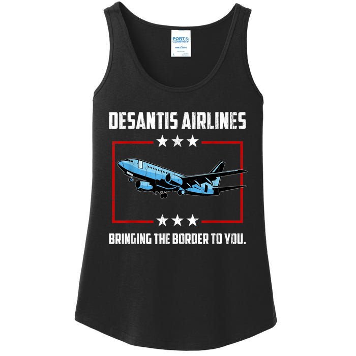 Desantis Airlines Bringing The Border To You Retro USA Flag Ladies Essential Tank