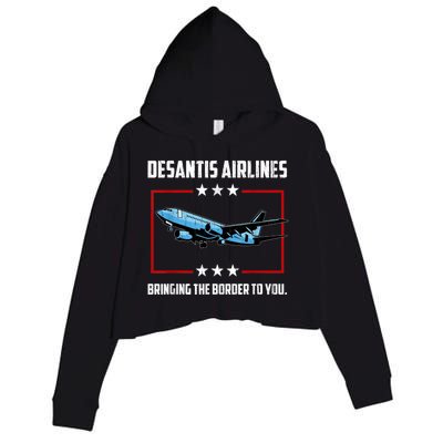 Desantis Airlines Bringing The Border To You Retro USA Flag Crop Fleece Hoodie