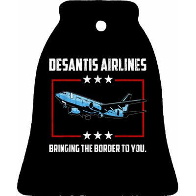 Desantis Airlines Bringing The Border To You Retro USA Flag Ceramic Bell Ornament