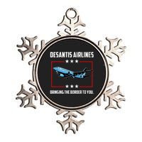 Desantis Airlines Bringing The Border To You Retro USA Flag Metallic Star Ornament