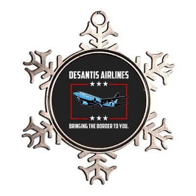 Desantis Airlines Bringing The Border To You Retro USA Flag Metallic Star Ornament