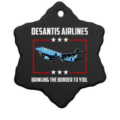 Desantis Airlines Bringing The Border To You Retro USA Flag Ceramic Star Ornament