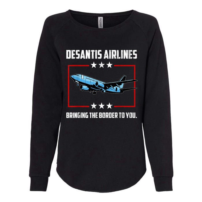 Desantis Airlines Bringing The Border To You Retro USA Flag Womens California Wash Sweatshirt