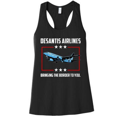 Desantis Airlines Bringing The Border To You Retro USA Flag Women's Racerback Tank