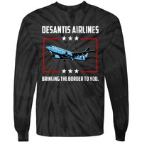 Desantis Airlines Bringing The Border To You Retro USA Flag Tie-Dye Long Sleeve Shirt