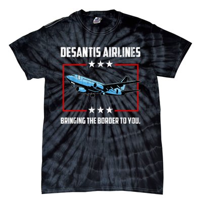 Desantis Airlines Bringing The Border To You Retro USA Flag Tie-Dye T-Shirt