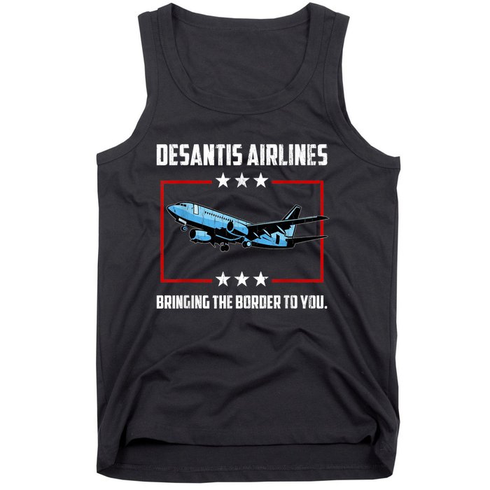 Desantis Airlines Bringing The Border To You Retro USA Flag Tank Top