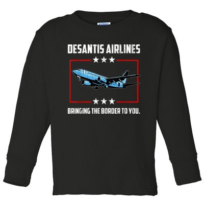 Desantis Airlines Bringing The Border To You Retro USA Flag Toddler Long Sleeve Shirt