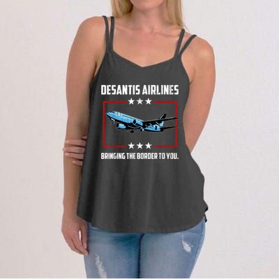 Desantis Airlines Bringing The Border To You Retro USA Flag Women's Strappy Tank