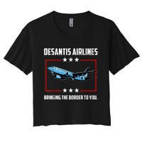 Desantis Airlines Bringing The Border To You Retro USA Flag Women's Crop Top Tee