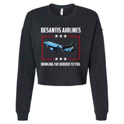 Desantis Airlines Bringing The Border To You Retro USA Flag Cropped Pullover Crew