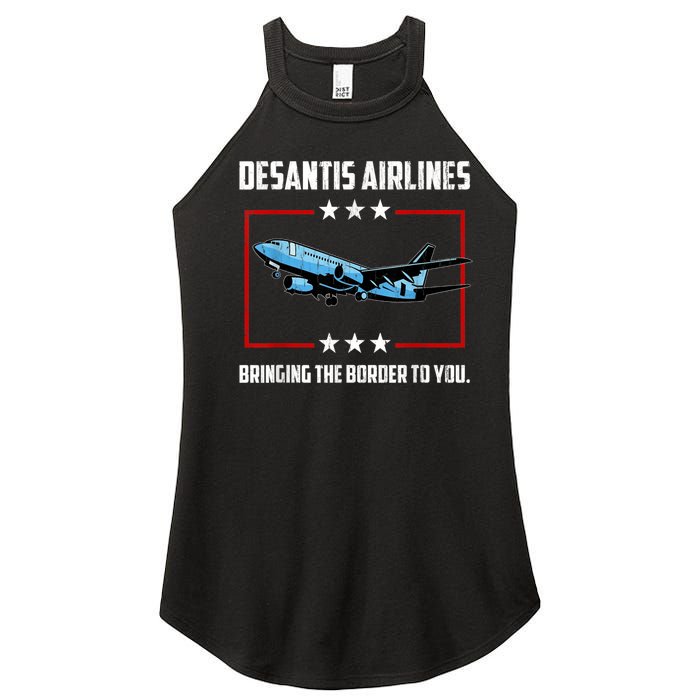 Desantis Airlines Bringing The Border To You Retro USA Flag Women's Perfect Tri Rocker Tank