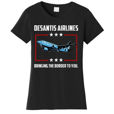 Desantis Airlines Bringing The Border To You Retro USA Flag Women's T-Shirt