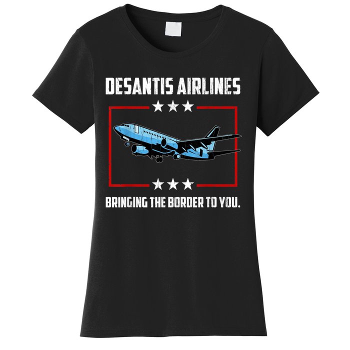 Desantis Airlines Bringing The Border To You Retro USA Flag Women's T-Shirt