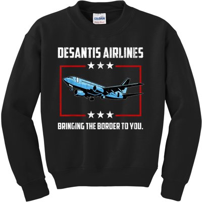 Desantis Airlines Bringing The Border To You Retro USA Flag Kids Sweatshirt