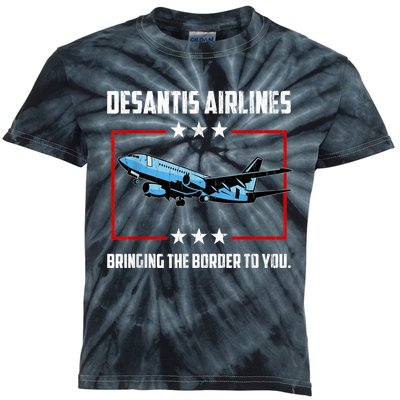 Desantis Airlines Bringing The Border To You Retro USA Flag Kids Tie-Dye T-Shirt