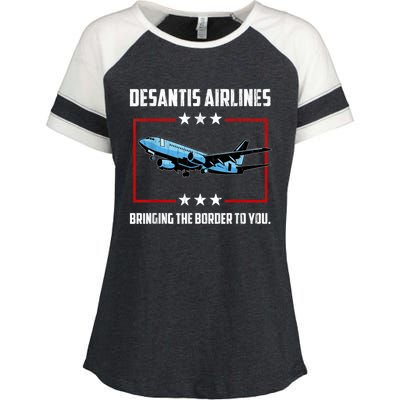 Desantis Airlines Bringing The Border To You Retro USA Flag Enza Ladies Jersey Colorblock Tee