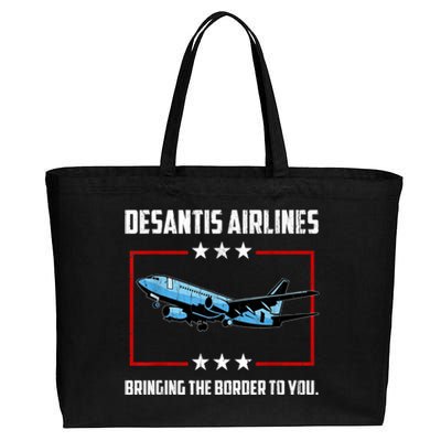 Desantis Airlines Bringing The Border To You Retro USA Flag Cotton Canvas Jumbo Tote