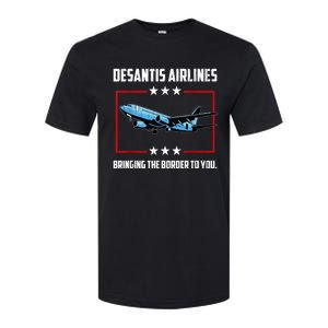 Desantis Airlines Bringing The Border To You Retro USA Flag Softstyle CVC T-Shirt