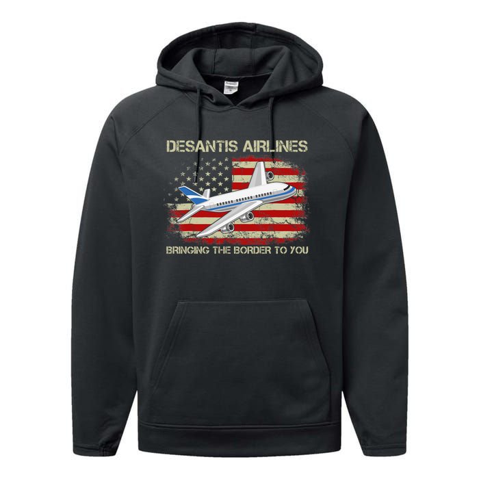 DeSantis Airlines Bringing The Border To You Funny DeSantis Performance Fleece Hoodie