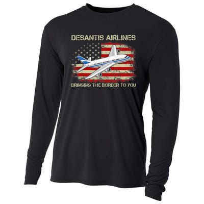 DeSantis Airlines Bringing The Border To You Funny DeSantis Cooling Performance Long Sleeve Crew