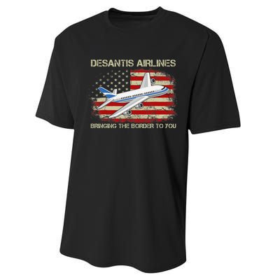 DeSantis Airlines Bringing The Border To You Funny DeSantis Performance Sprint T-Shirt