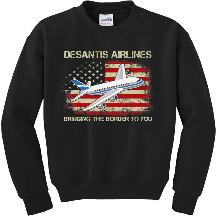 DeSantis Airlines Bringing The Border To You Funny DeSantis Kids Sweatshirt