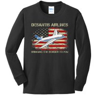 DeSantis Airlines Bringing The Border To You Funny DeSantis Kids Long Sleeve Shirt