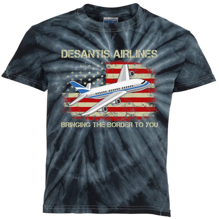 DeSantis Airlines Bringing The Border To You Funny DeSantis Kids Tie-Dye T-Shirt