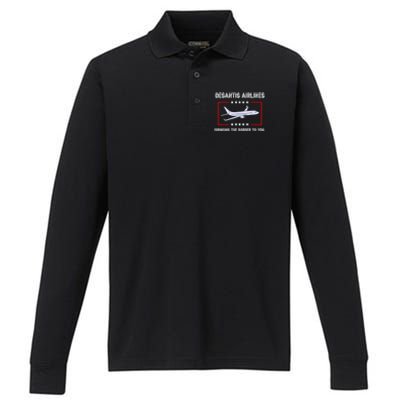 DeSantis Airlines Bringing The Border To You Performance Long Sleeve Polo