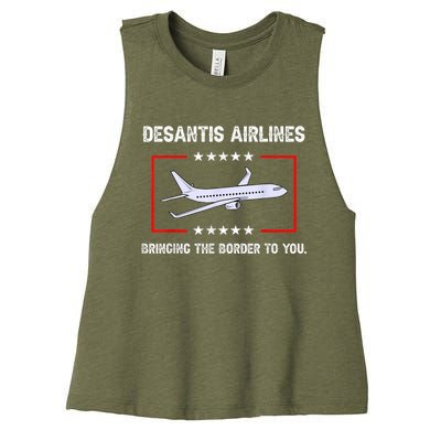 DeSantis Airlines Bringing The Border To You Women's Racerback Cropped Tank