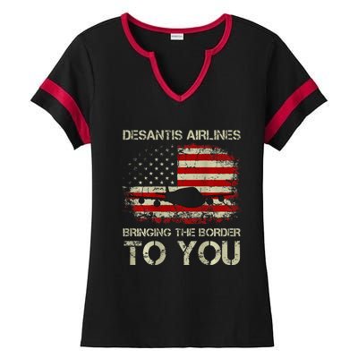 Desantis Airlines Bringing The Border To You Ladies Halftime Notch Neck Tee