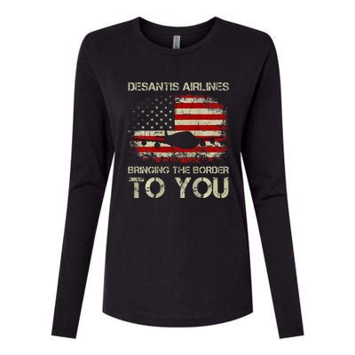 Desantis Airlines Bringing The Border To You Womens Cotton Relaxed Long Sleeve T-Shirt