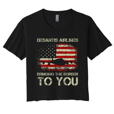 Desantis Airlines Bringing The Border To You Women's Crop Top Tee