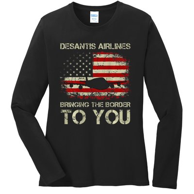 Desantis Airlines Bringing The Border To You Ladies Long Sleeve Shirt