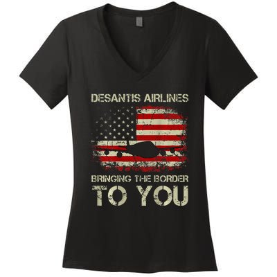 Desantis Airlines Bringing The Border To You Women's V-Neck T-Shirt