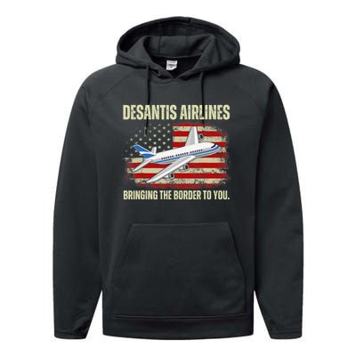 DeSantis Airlines Bringing The Border To You Funny DeSantis Performance Fleece Hoodie