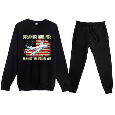 DeSantis Airlines Bringing The Border To You Funny DeSantis Premium Crewneck Sweatsuit Set